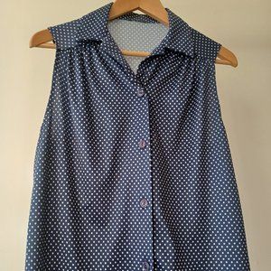 Blue polkadot sleeveless top